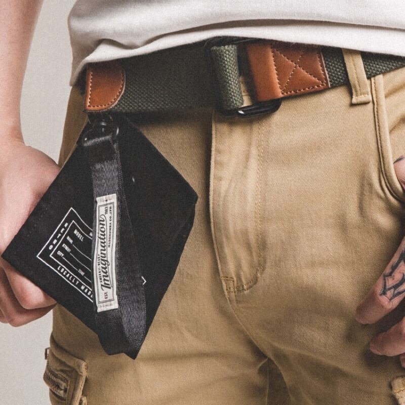 ダブルリングバックルカジュアルベルトポーチ付きA18211