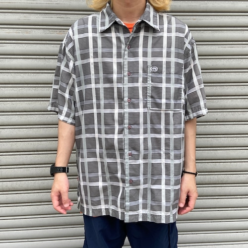 ECKO UNLTD エコーアンリミテッド　チェック柄半袖シャツ　グレー　XL