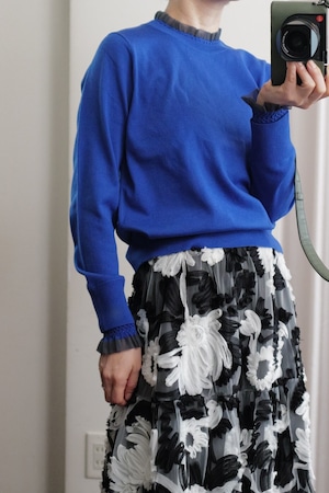 frill combi crew knit blue