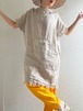 80-90s Vintage Linen Fringe Design Dress