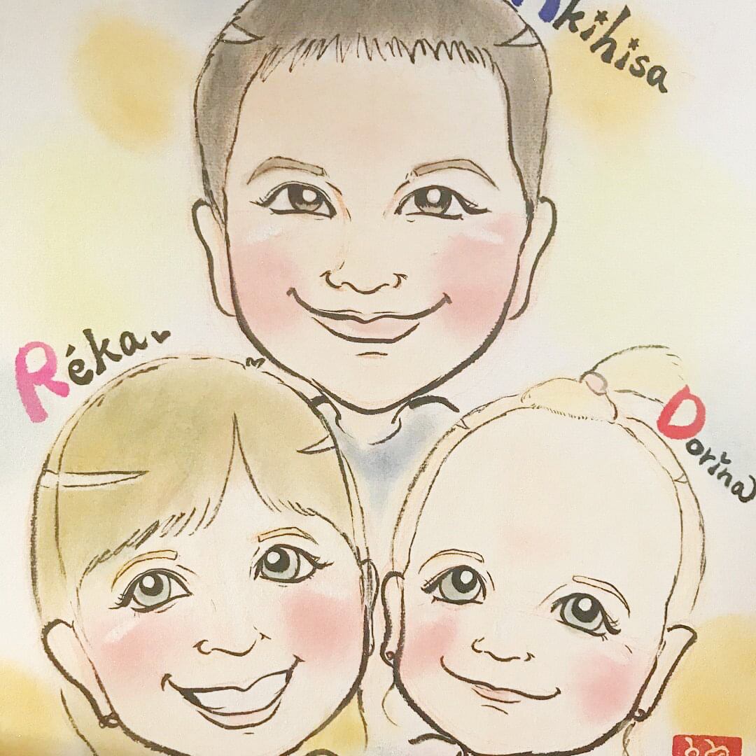 額縁LLサイズ】似顔絵（人物3名様まで） | 福 似顔絵師 紋mon
