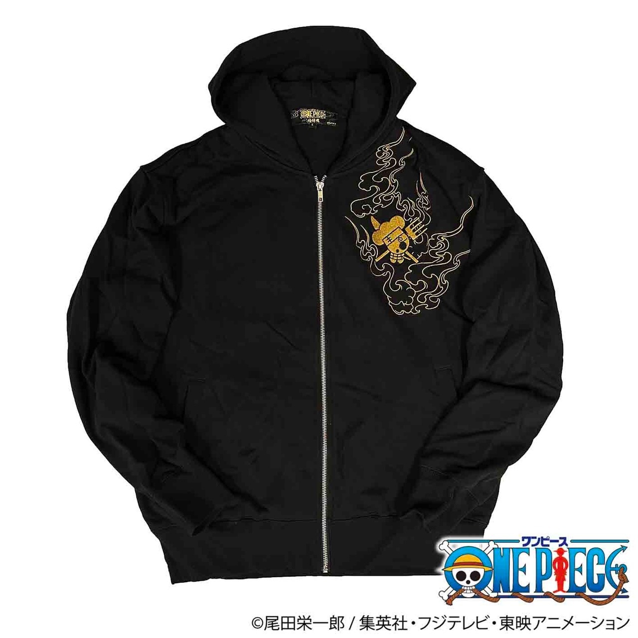 絡繰魂 × ONE PIECE ワンピース サンジ 刺繍パーカー BLK | ABLE 