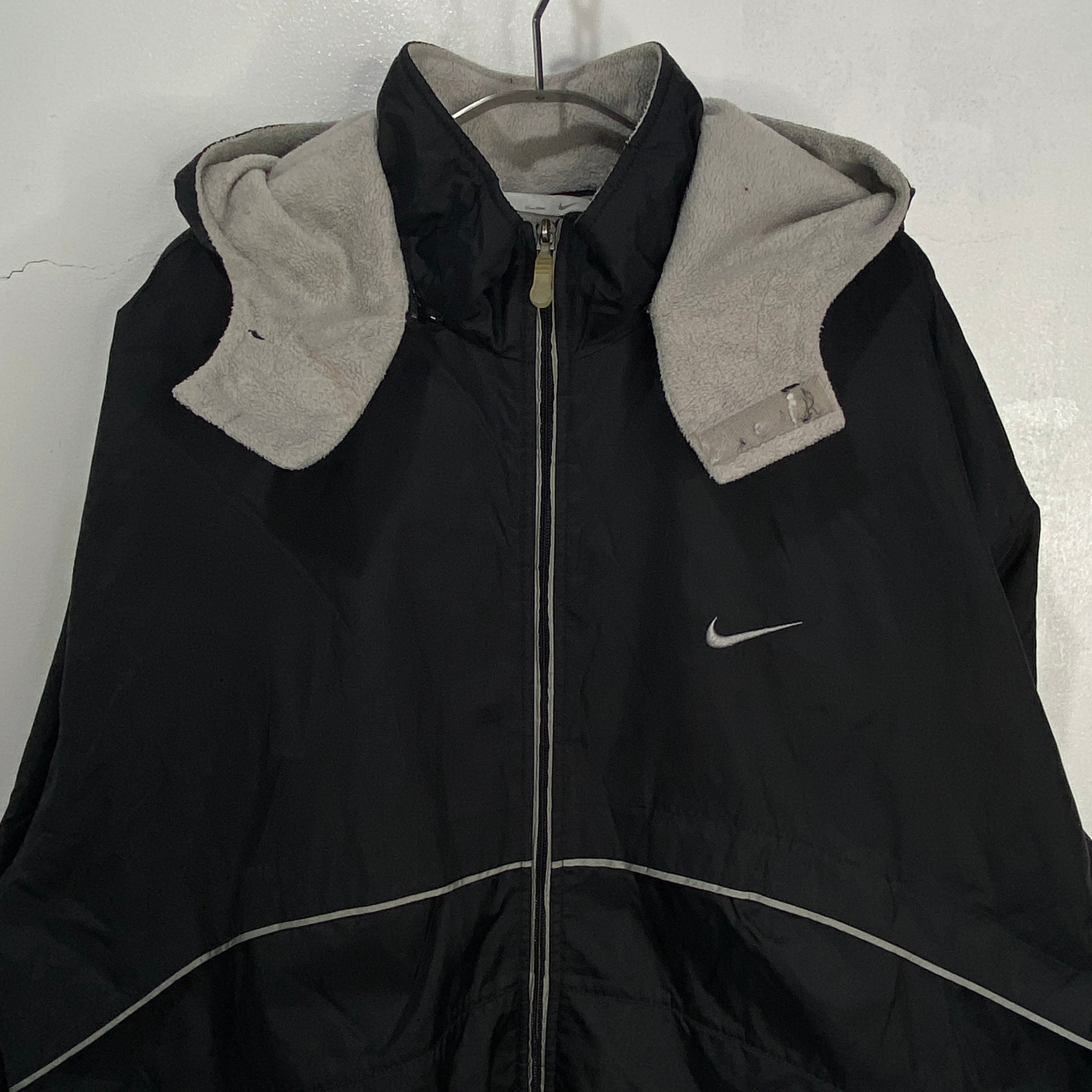 00s  NIKE 2way ナイロンジャケット 収納フード 黒 海外規格