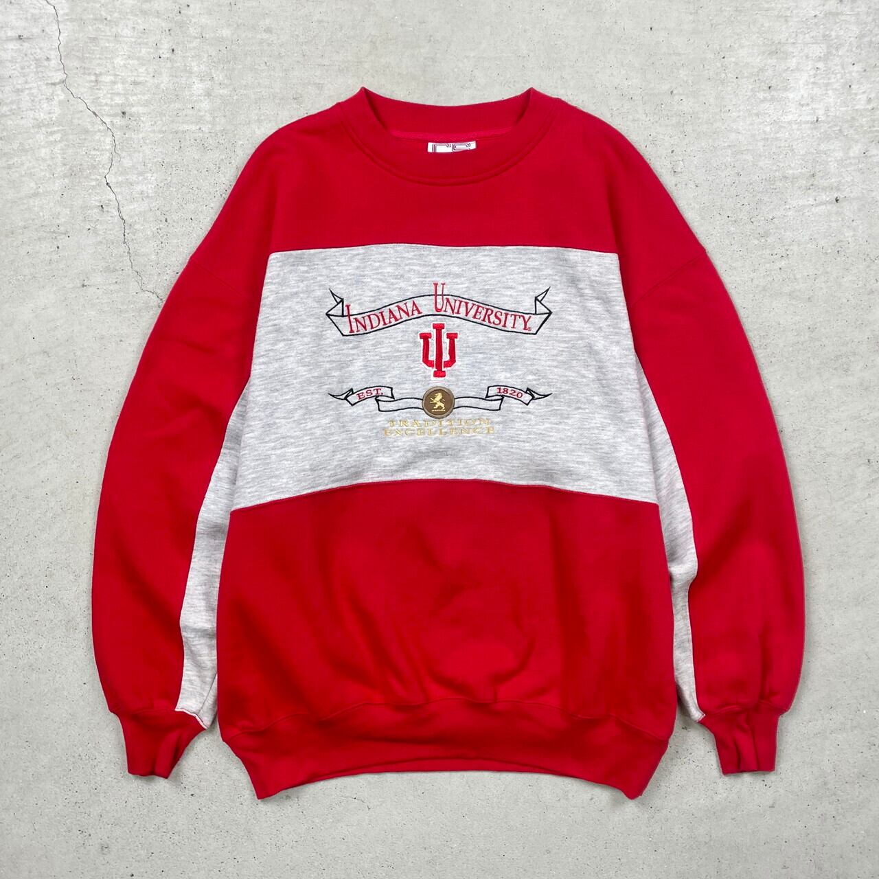 INDIANA UNIVERSITY カレッジ スウェットシャツ 切り替えデザイン 