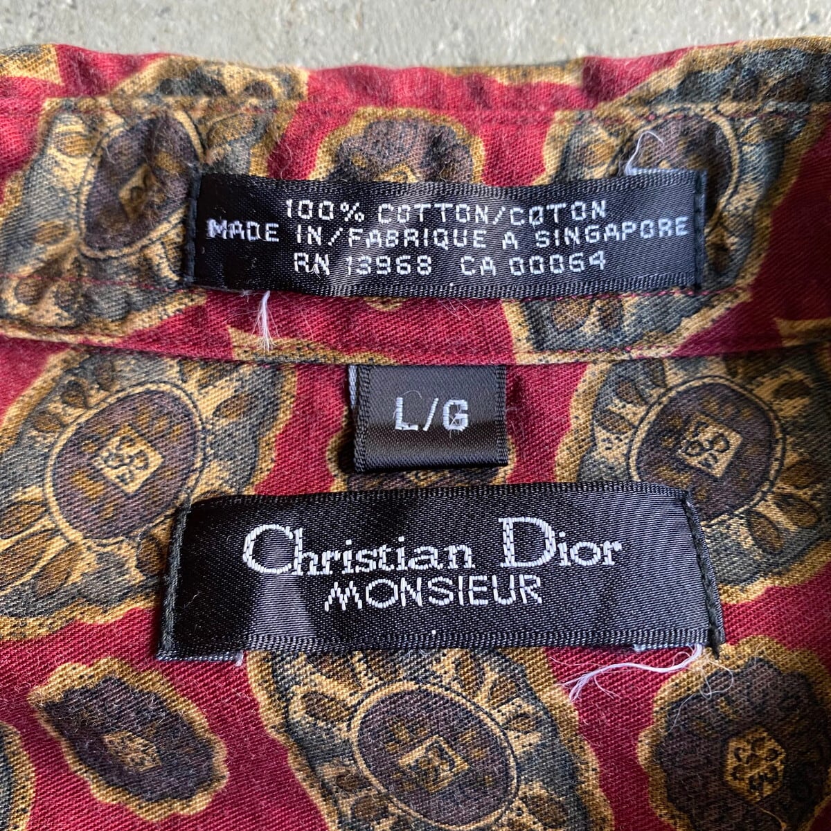 90年代 Christian Dior クリスチャンディオール 総柄 長袖シャツ ...