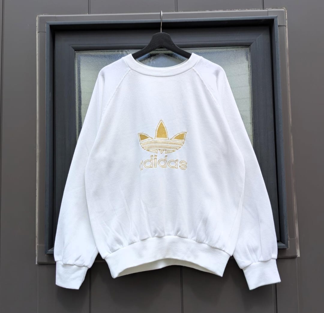 80s〜adidas trefoi logo 刺繍 sweat shirt 小岩店