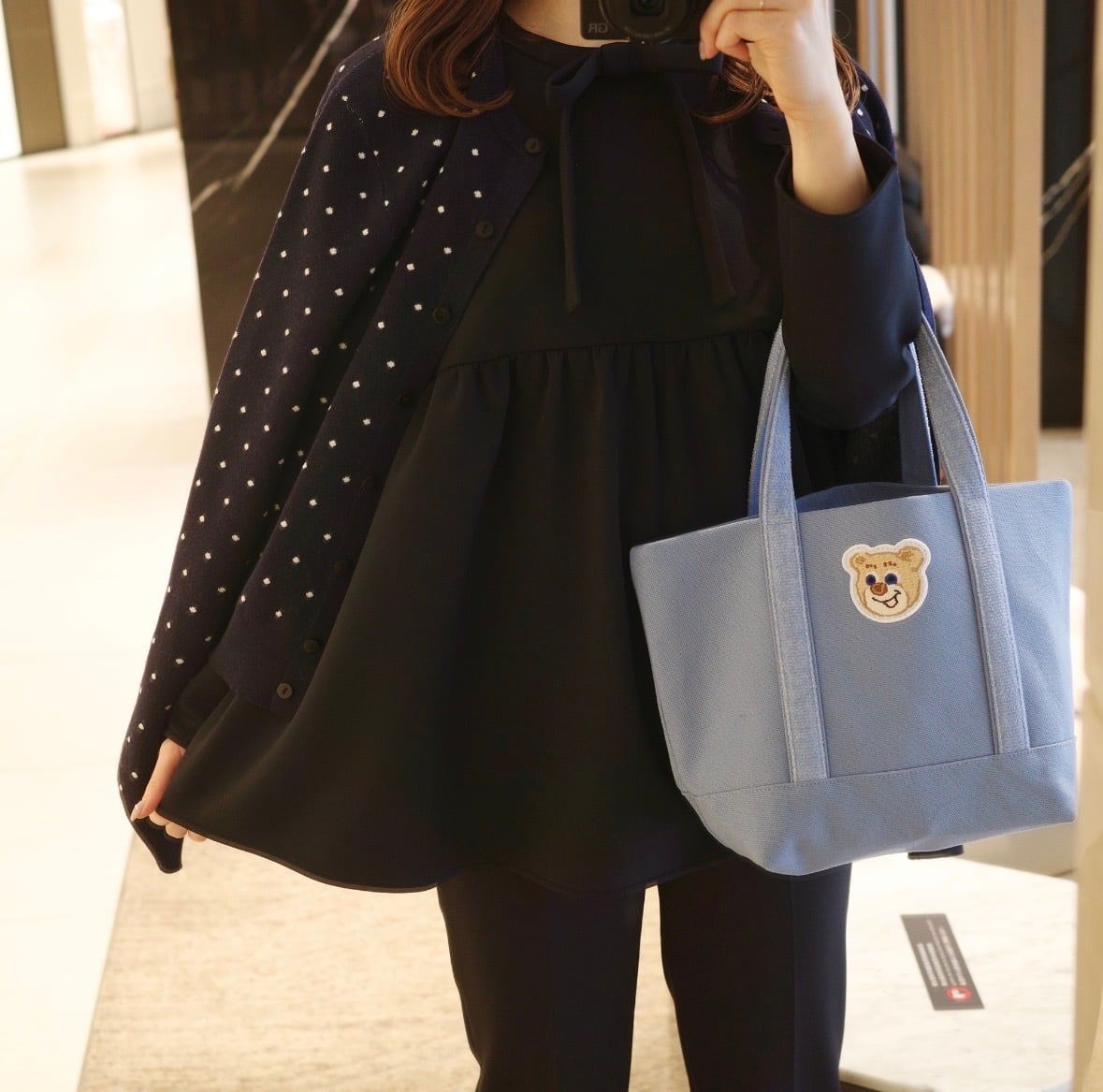 marshmallow ribbon blouse / navy | hitomi marshmallow ribbon blouse / navy | hitomi