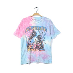 デフレパード ハードロック ヘヴィメタル Tシャツ ヒステリア バンドTシャツ タイダイ染 Def Leppard メンズS 古着 @AB0004