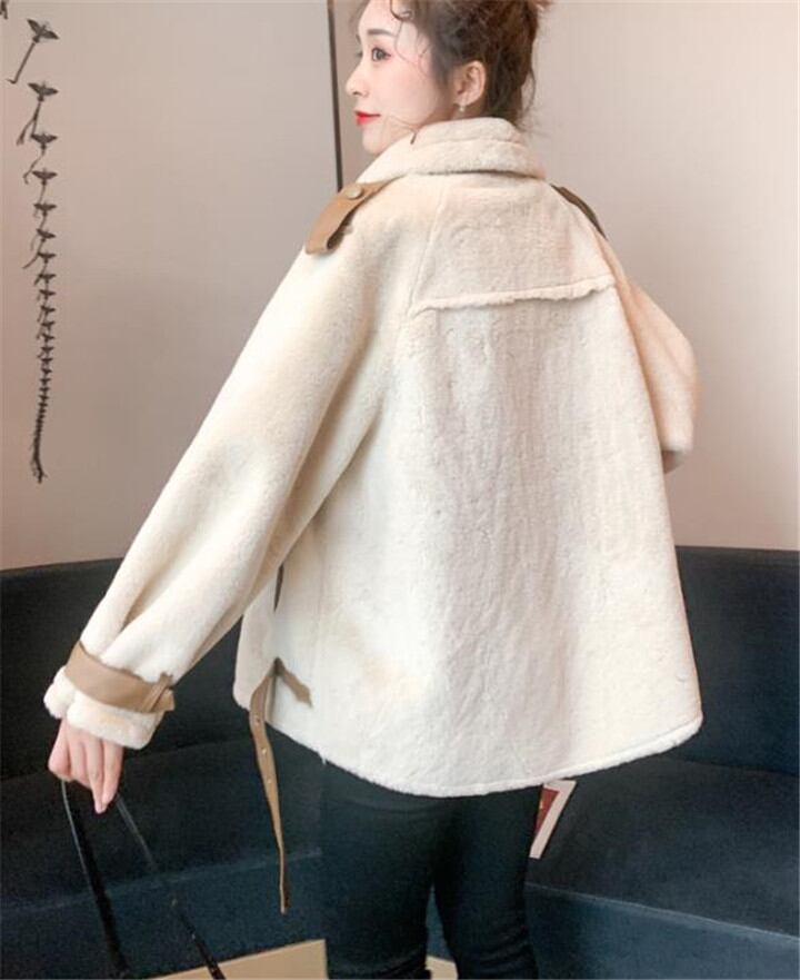 長袖 ファー コート 韓国版 ゆったりする 裏起毛 暖かい 厚手 快適である 上品映え
