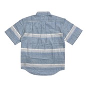 CAPTAIN SANTA キャプテンサンタ リネン混 ボーダー BD プルオーバー 半袖 シャツ サイズ S /ブルー×ホワイト/ジョイマークデザイン