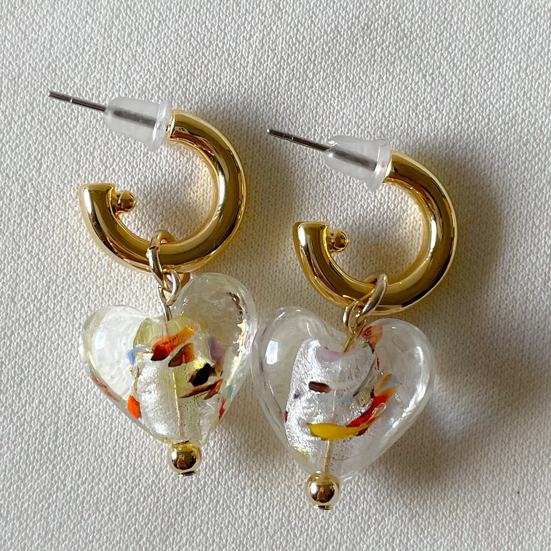 ハートハーフフープピアス クリア T044 | PAY ID