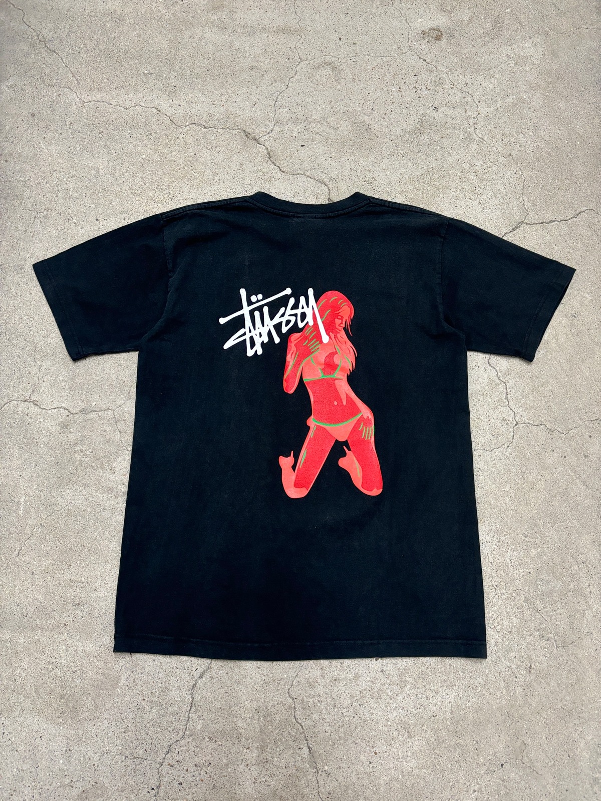 00s OLD STUSSY × NEXUS7/Logo print Tee/紺タグ/M/ロゴプリントT/T 