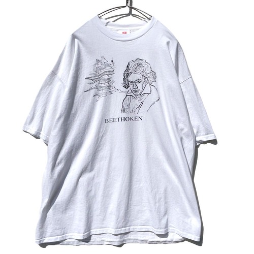 [Beethoven] Vintage Big Silhouette Beethoven Print T-shirt [Hanes] Vintage Print T-Shirt