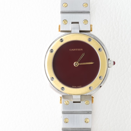 カルティエ サントスラウンド ワインレッド文字盤