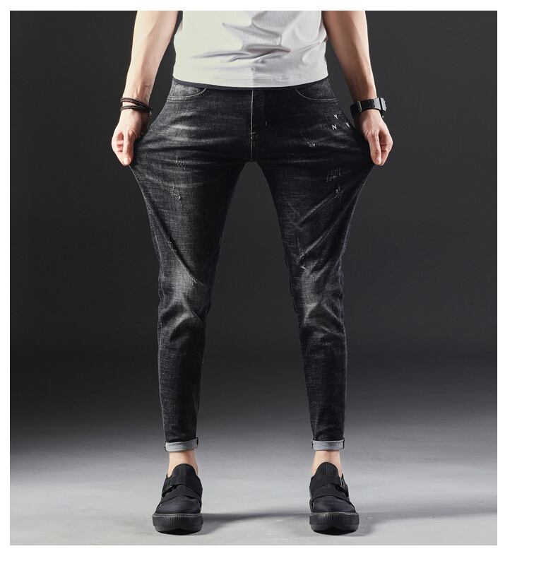 全1色 デニム ストレート カジュアル 細身 ロールアップ