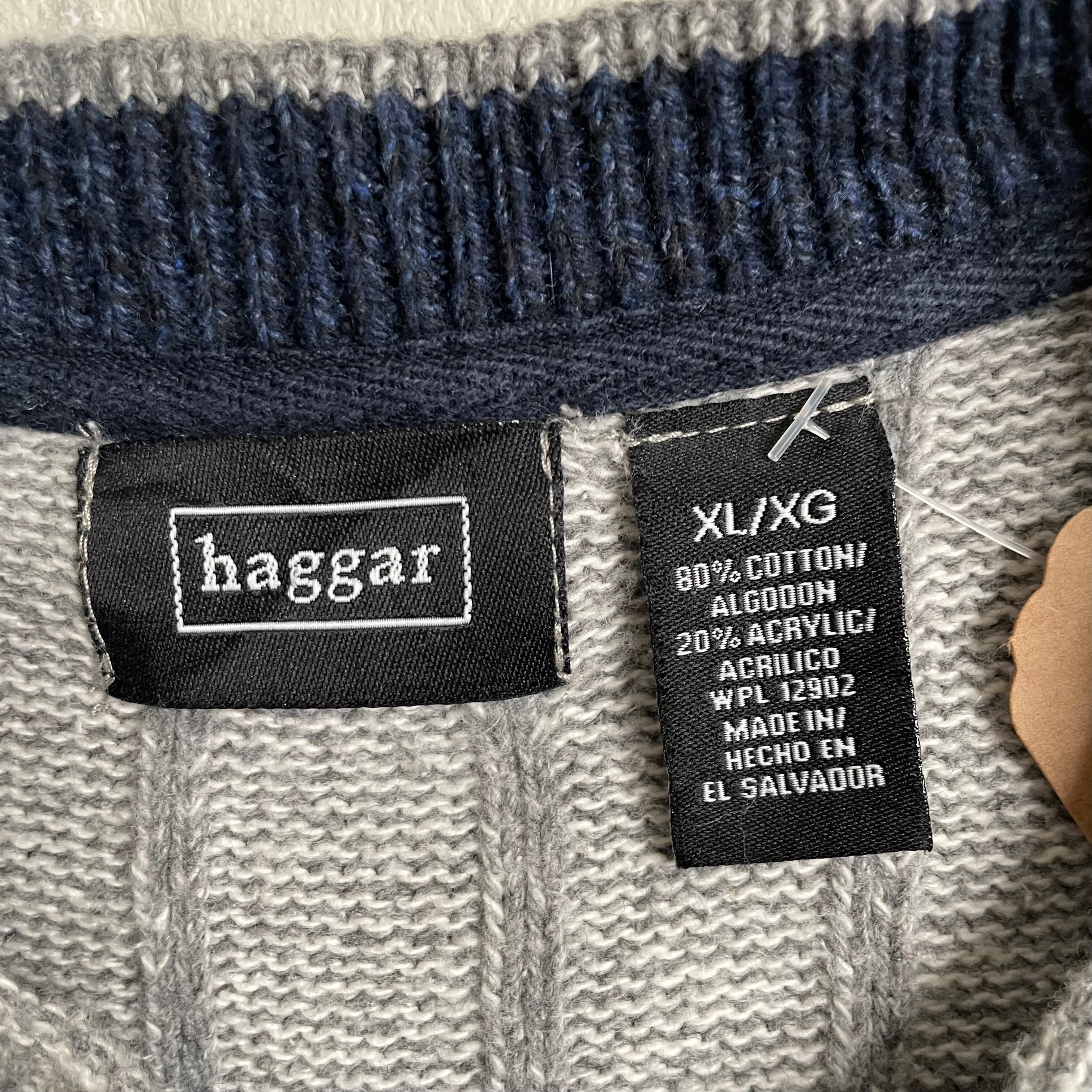 HAGGAR チェック コットンニットセーター メンズXL ...