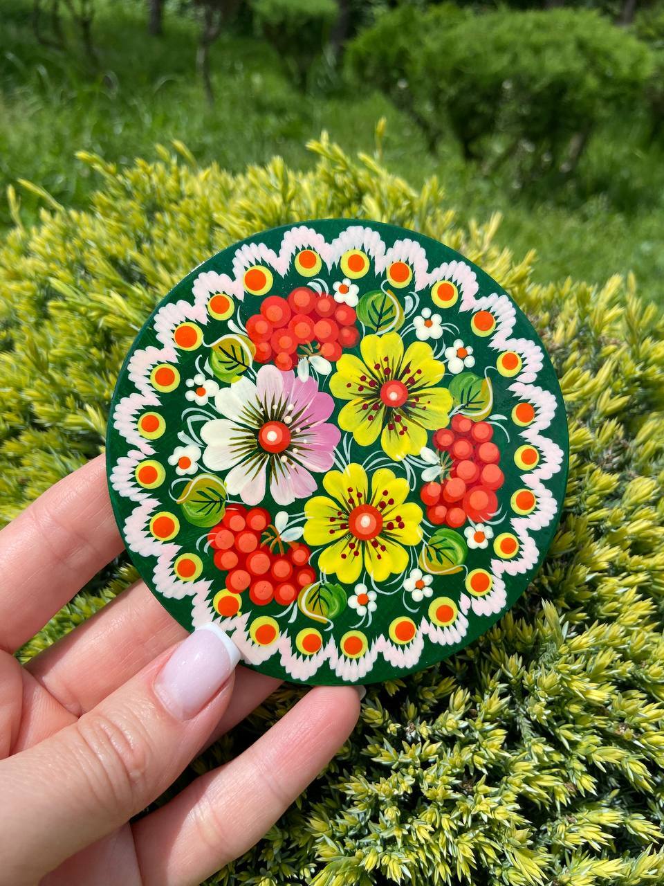 ペトリキフカ塗り 木製マグネット インテリア フラワー 花（Khomenko