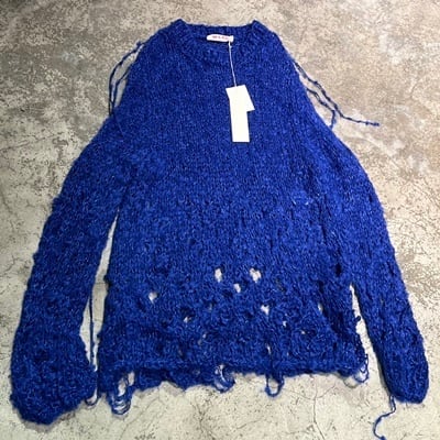 人気】MASU ニット セーター 変形 メルテッドセーター ブルー