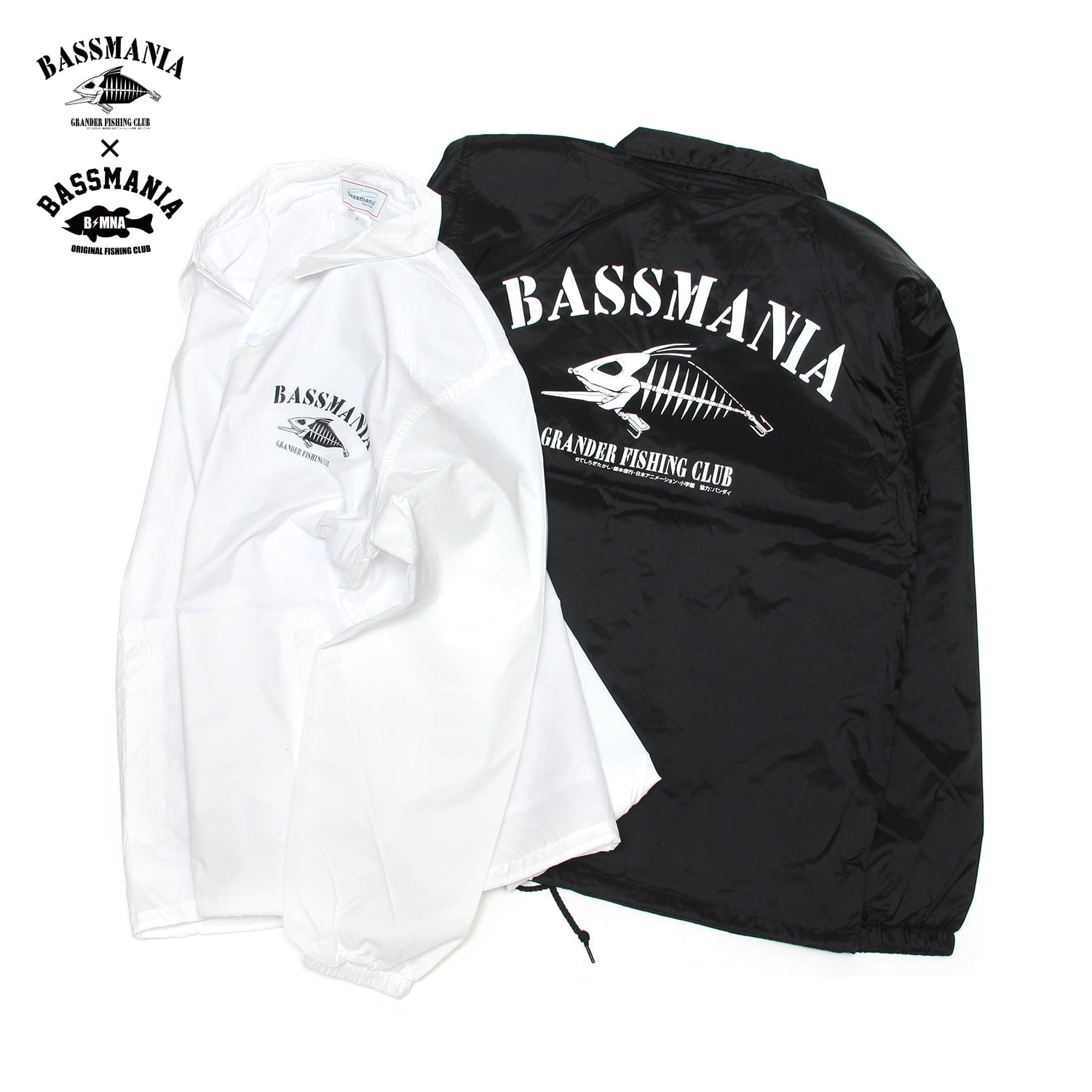 bassmania×グランダー武蔵】スケルトンデザインコーチジャケット [WHT]【限定受注生産】【3月中～下旬配送】