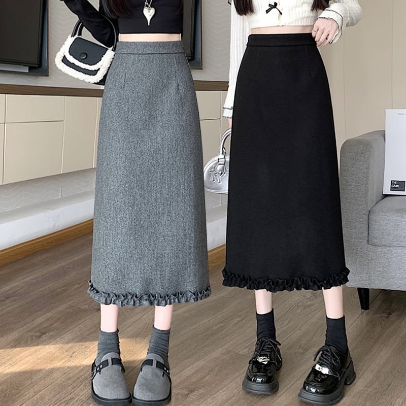 146cm〜 ストレートウールAラインスカート