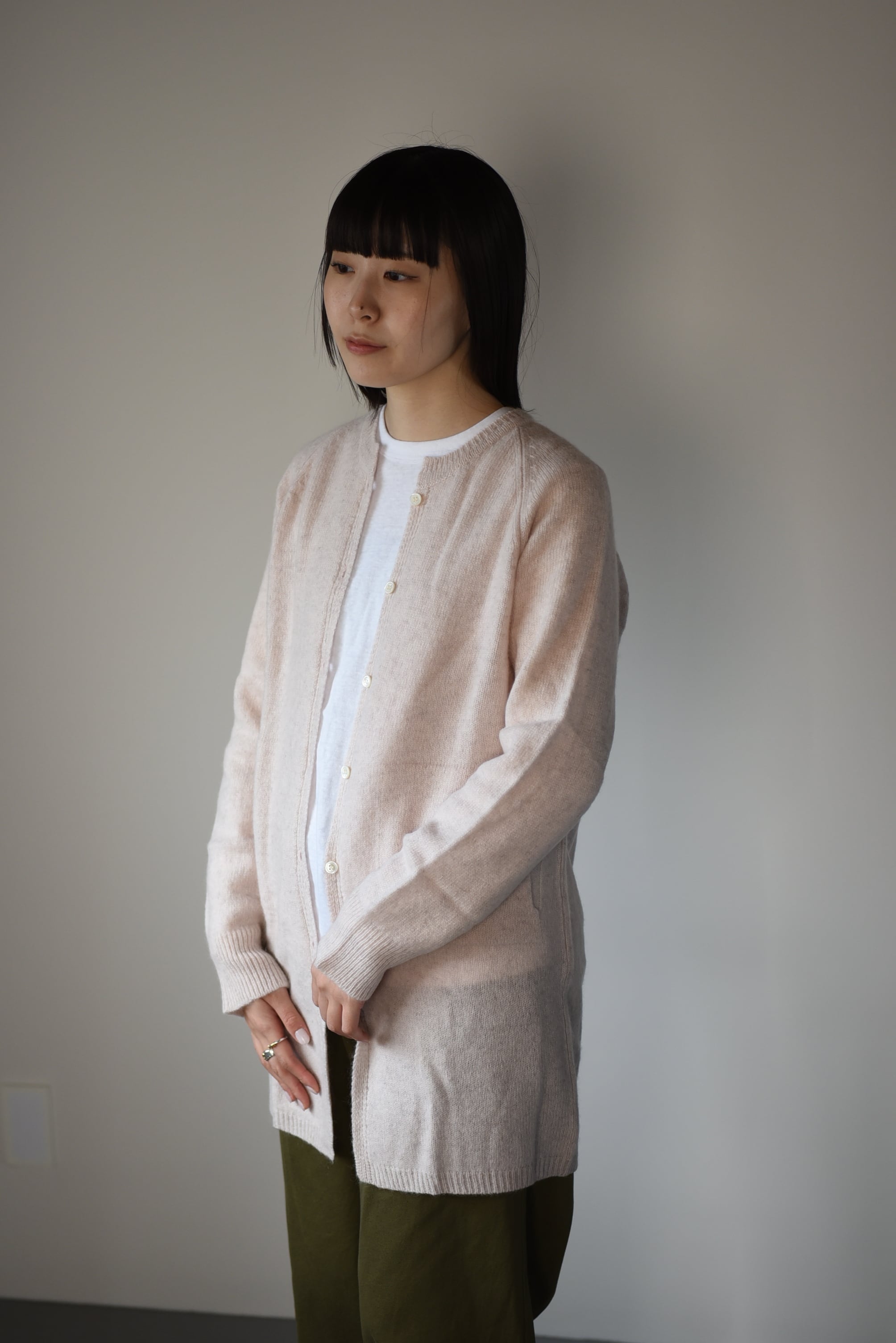 トップス eleven 2nd Yak Long Button Cardigan eleven 2nd｜ラムズウール&ヤク ロングカーディガン｜ペールピンク