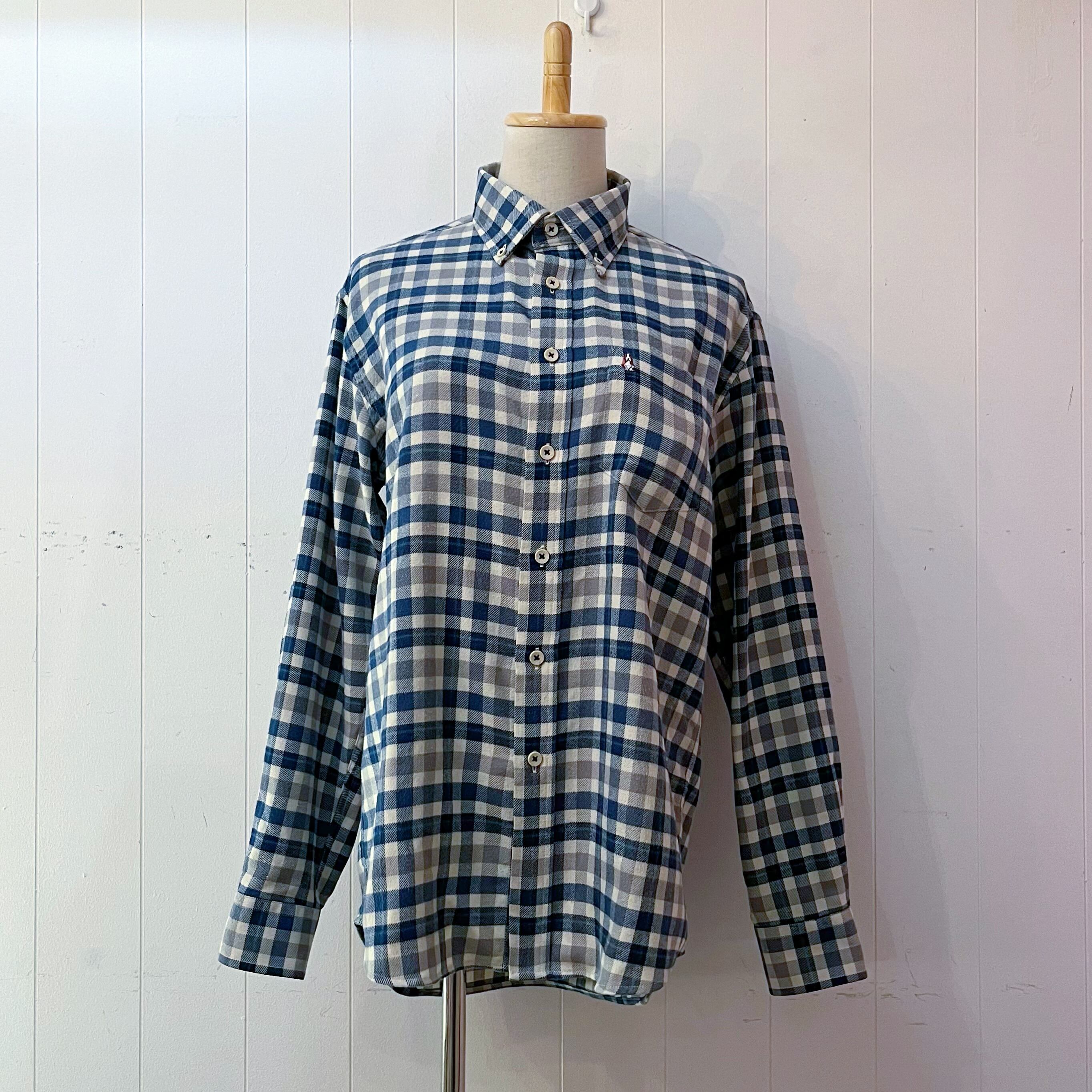 blue green check flannel shirt