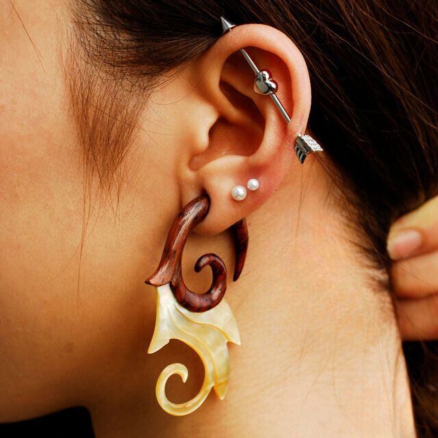 フックピアス 2G Mother Ocean ウッド シェル 天然素材 ボデイピアス