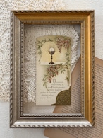 フランスアンティーク Holy Card ホーリーカード プルミエール コミュニオン 1924年 聖杯 フラワー額装 コレクション 撮影小物