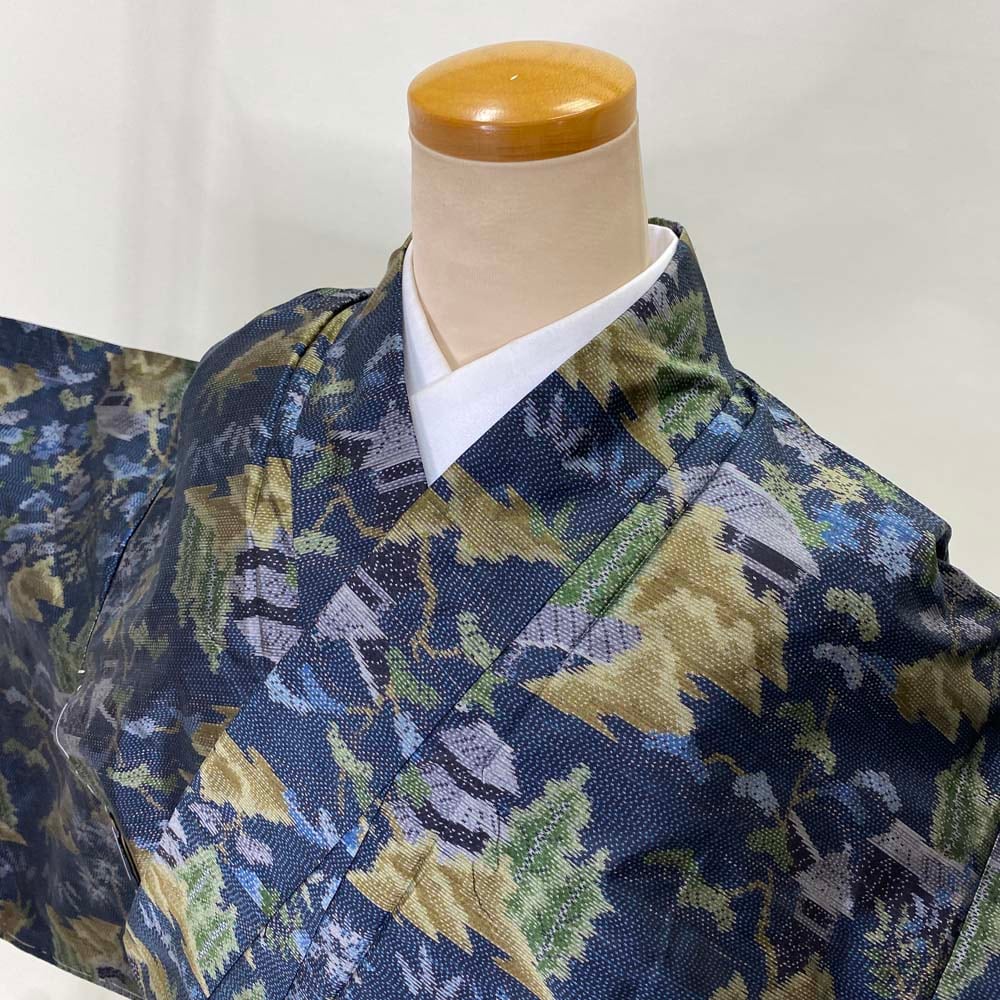 Y1905◇美品未着用 正絹 たのし 手縫い仕立て 梅 大島紬訪問着