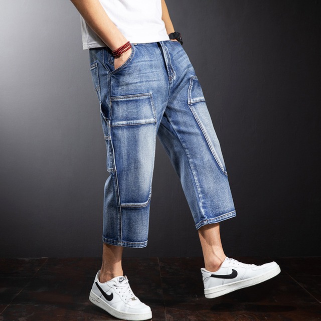Vintage wash knee stitch cropped denim