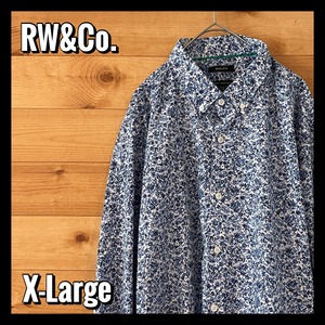 【RW&Co】柄シャツ 長袖シャツ 個性派 花柄 アメリカ古着  XL