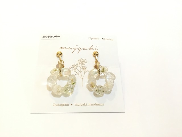 mujyaki こいしリースゆらゆらイヤリング