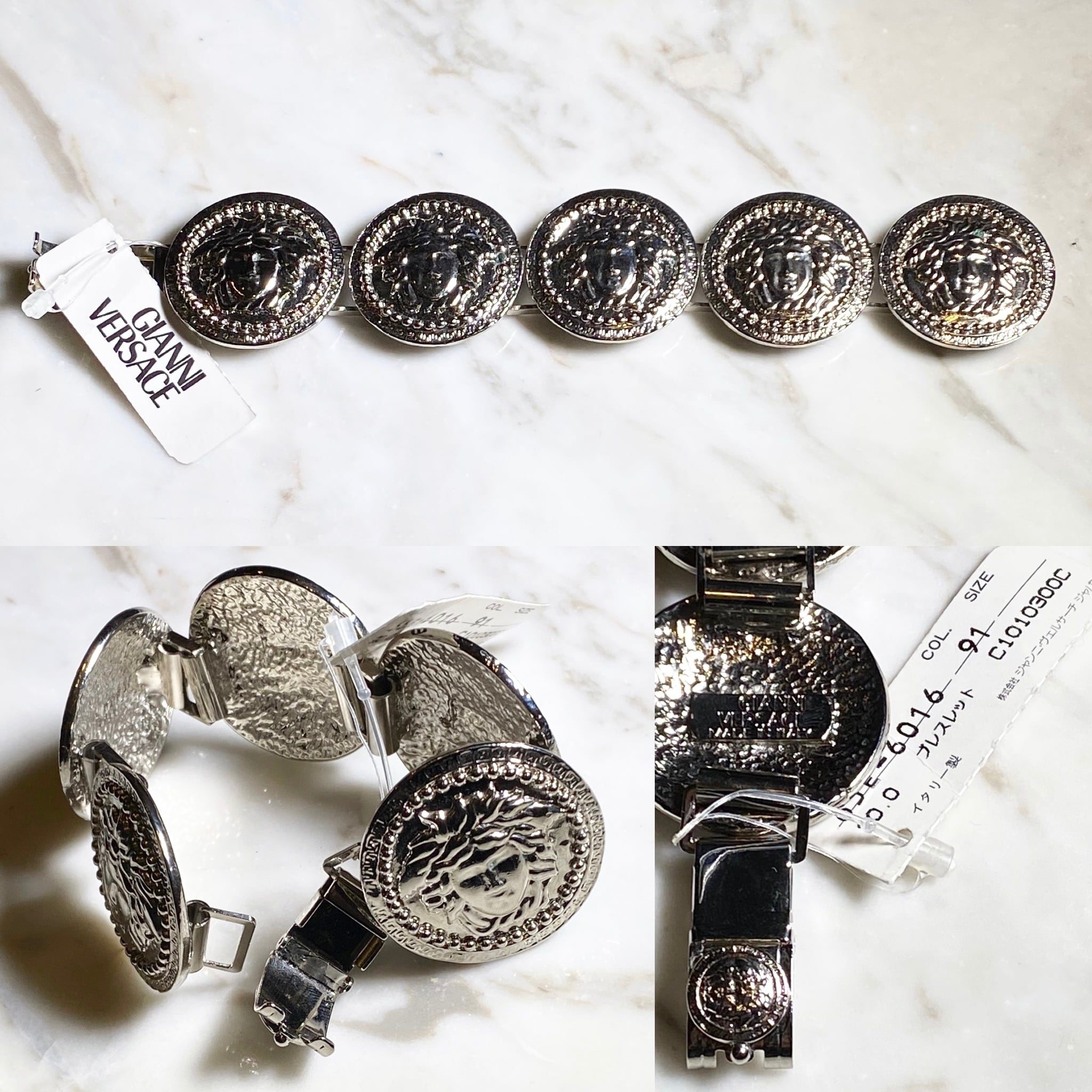 GIANNI VERSACE silver color metal large medusa link bracelet 