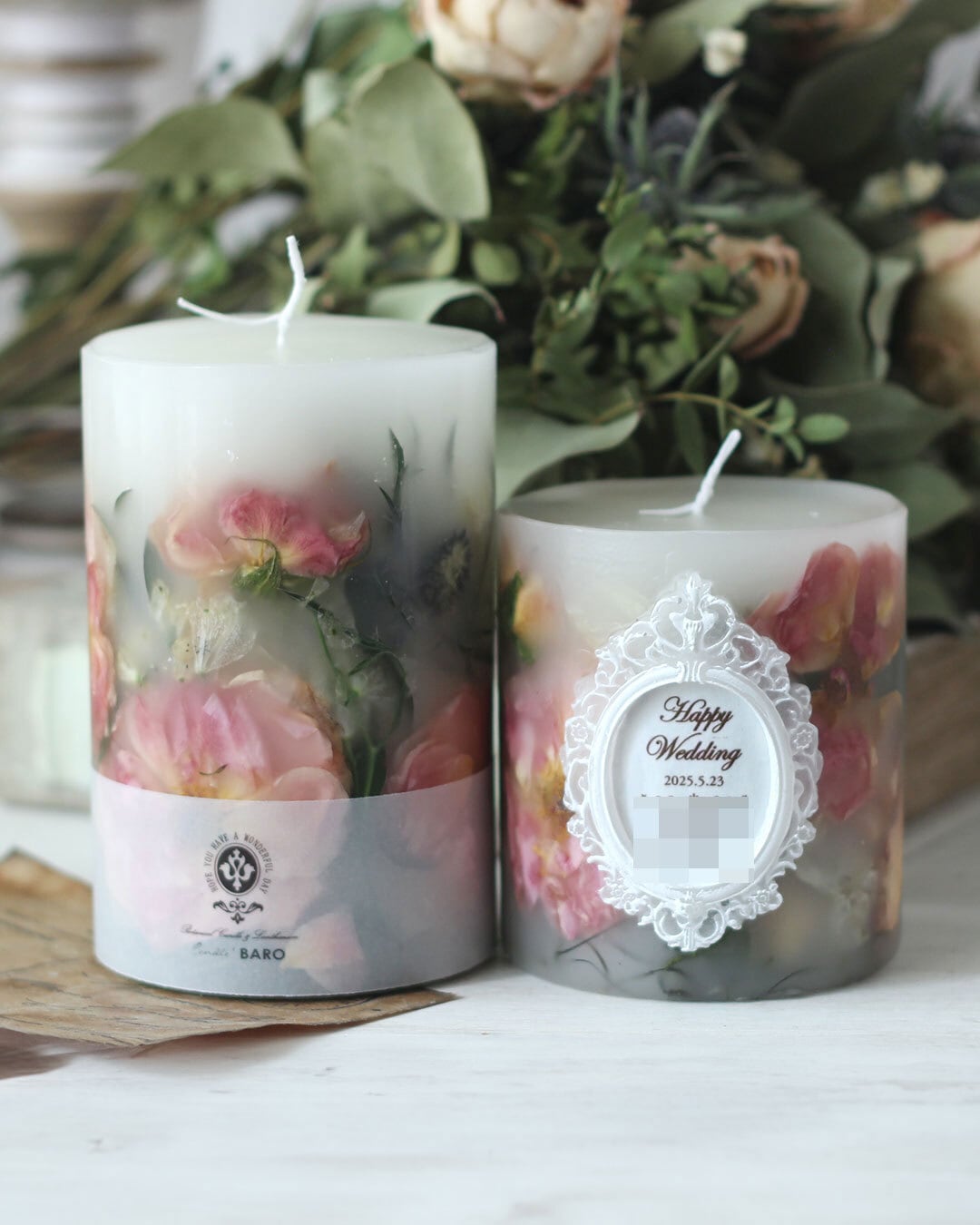 12/14以降お花受付・アフターブーケ】ボタニカルキャンドル2点セット