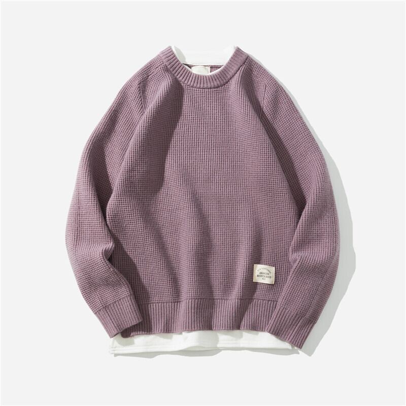 Clothes Road Vintage ese Trend Fake Two-piece Pullover Men's Fall / Winter Loose Round Neck Couple KnitwearTrend-アリババ ウィンター 冬物 Oネック ビンテージ hip6-16116453221660