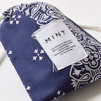 MINT ヴィンテージバンダナ クロスデザイン 巾着ポーチ ネイビー Sサイズ