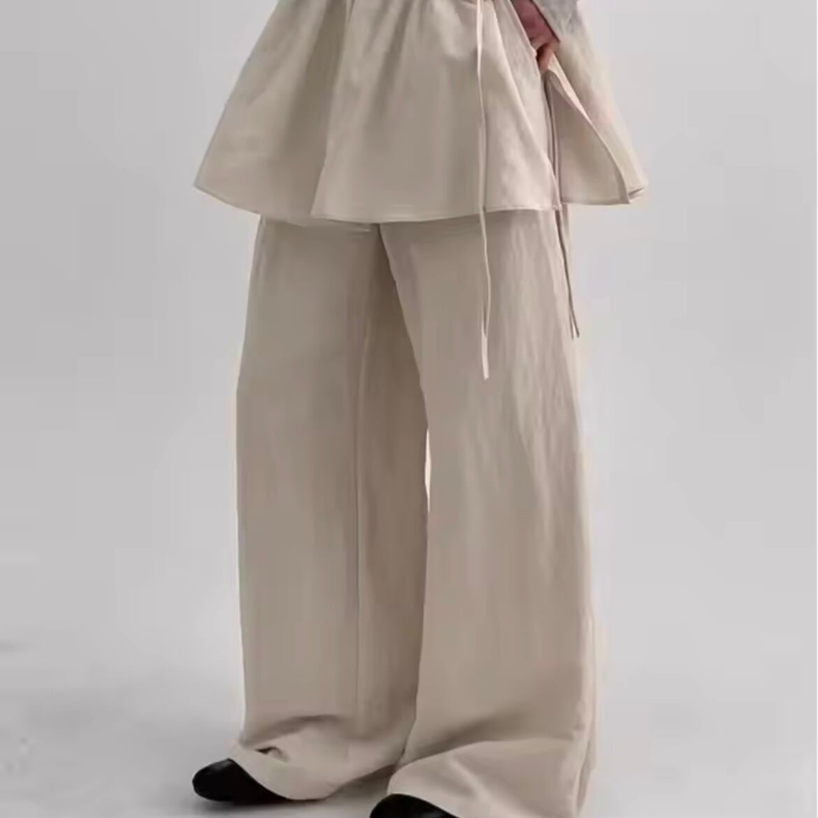layered casual wide pants