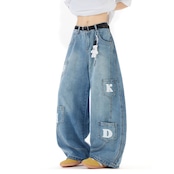 ストリート キーホルダー付きデニムパンツ P328