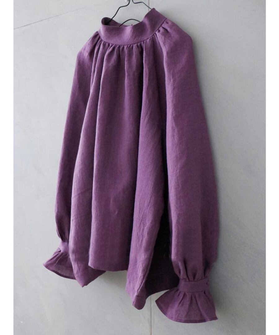 パープルブラウス◆コットンリネン【t-10643】