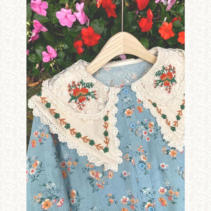 森ガール刺繍ドールカラー小花柄ワンピース W0784 | Wild 森ガール刺繍ドールカラー小花柄ワンピース W0784 | Wild