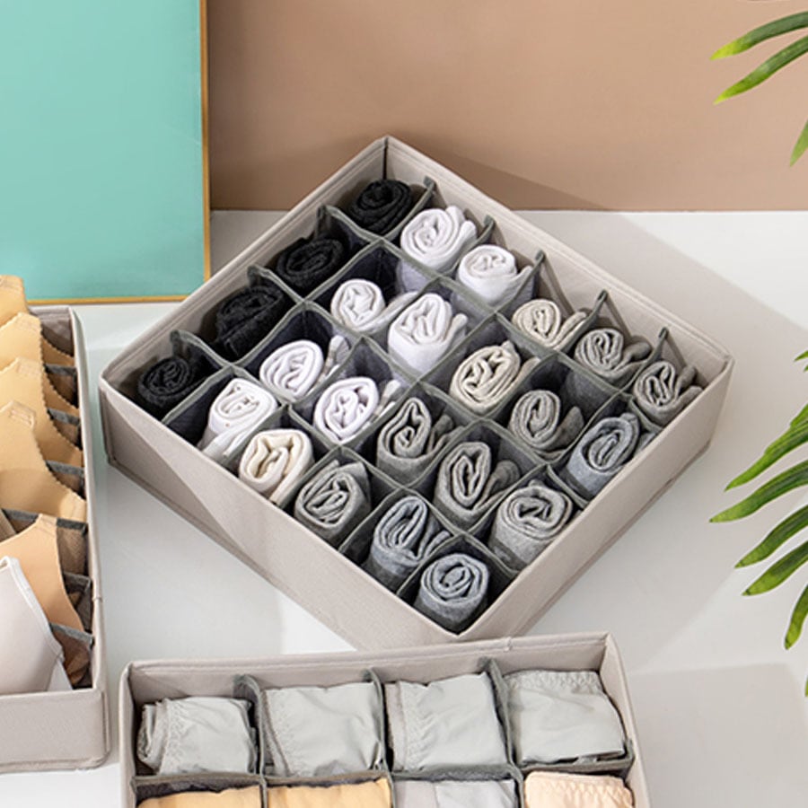 下着収納 24マス仕切り 靴下 収納ケース 折りたたみ 衣類収納 引き出し