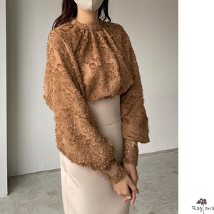 レース刺繍 シアーブラウス M 3col 250070