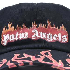 【Palm Angels】BURNING LOGO BASEBALL CAP　BLACK/RED
