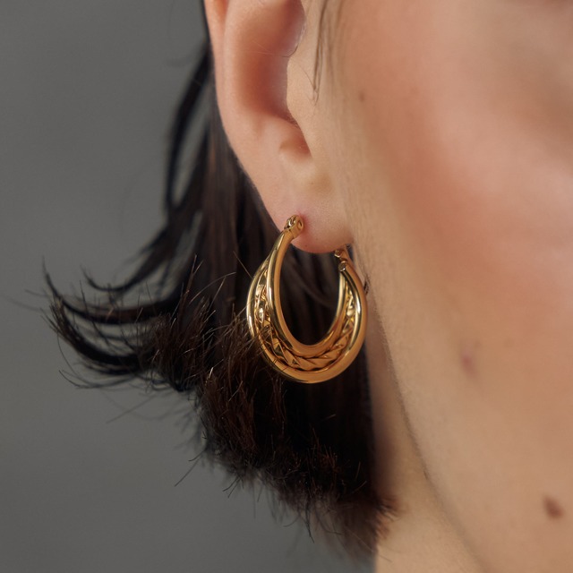316L triple twist hoop pierce  #p153