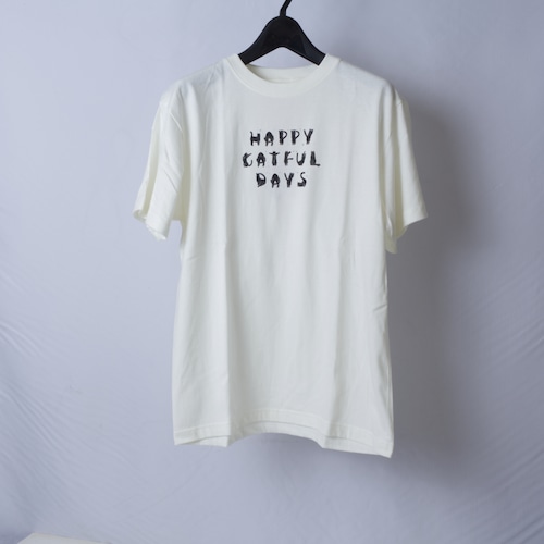 猫Tシャツ - HAPPY CATFUL DAYS-【size:M】ホワイト t5 猫Tシャツ - HAPPY CATFUL DAYS-【size:M】ホワイト t5