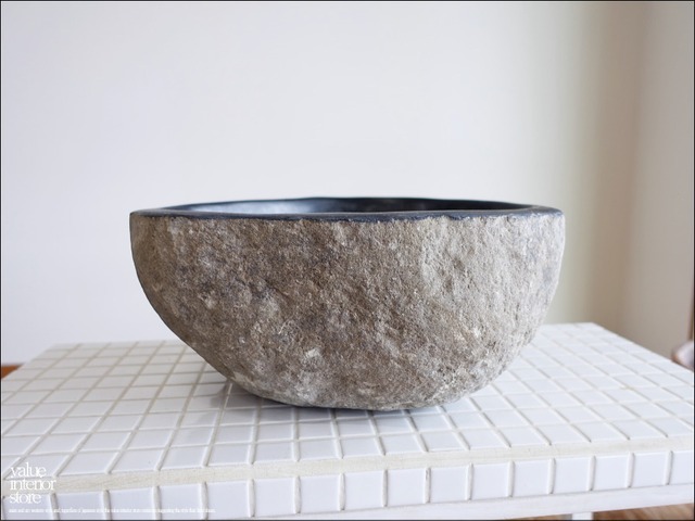 手洗鉢 自然石 洗面ボウルS-E14 洗面器 手洗いボウル 天然石 ウォッシュボウル 洗面資材 お手洗い用 W32.5 x D27 x H15cm idawash