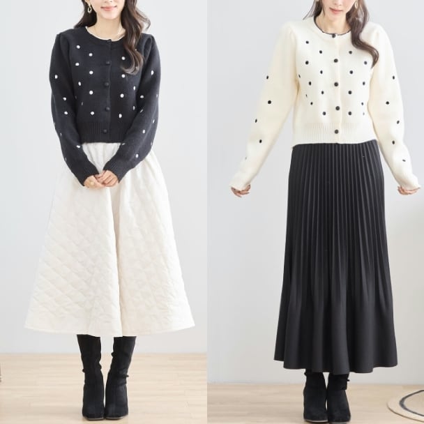 カーディガン ポルカドット ショート N25-185 amie studio M~L カーディガン ポルカドット ショート N25-185 amie studio M~L