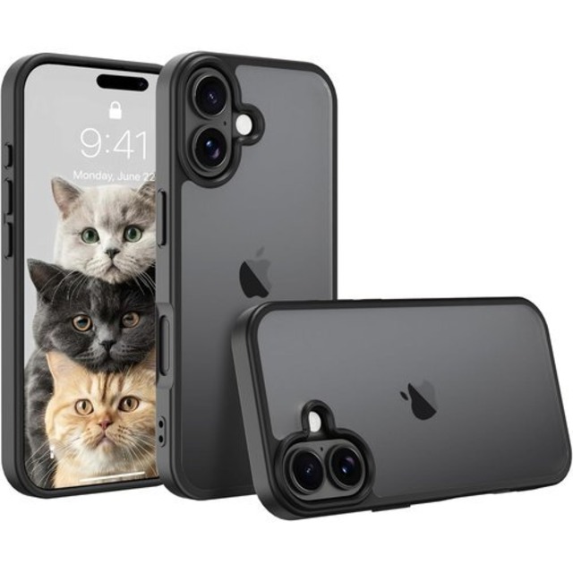 PinLiSheng iPhone 17 用 ケース 米軍MIL規格 PC背面TPUバンパー 耐衝撃 黄変防止 指紋防止 アイフォン17携帯スマホケース 耐衝撃 SGS認証 薄型 ストラップホール付き いPhone17 対応 6.3 インチ ブラック iPhone 17 31