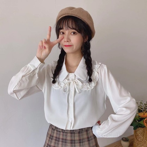 ✞ ♡白シャツブラウス ロング ホワイト スウィート ✞ゴスロリ SM ミリ 甘ロリ クラロリ 和ロリ エレガント 黒ロリ 姫ロリ 華ロリ BB-BB55726963199