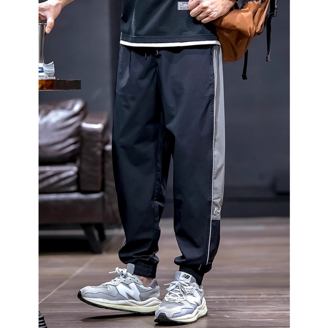 Side line pants tapered silhouette jogger pants ◇2color H0339
